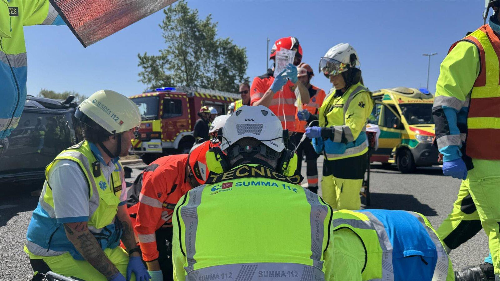 Grave accidente en el enlace de la M-40 en Pozuelo